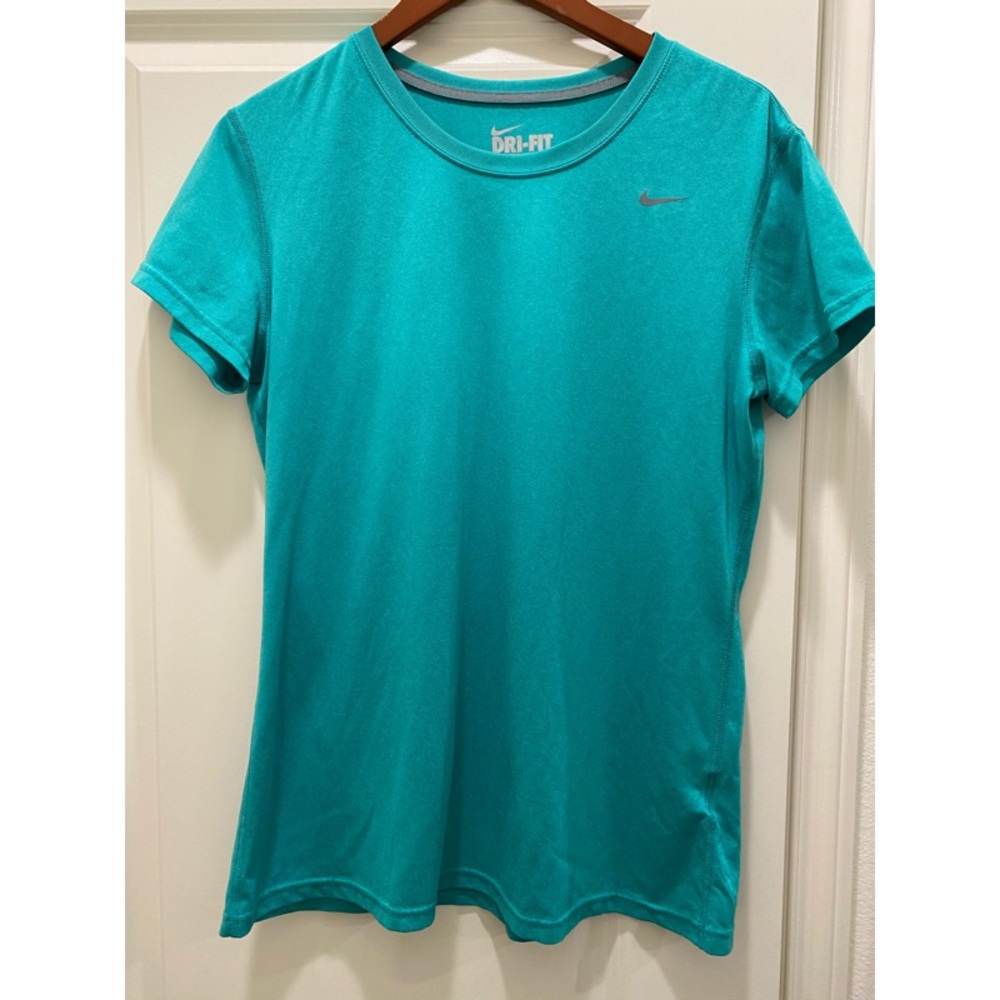 Men’s Nike Dri-Fit short sleeve green blue shirt L